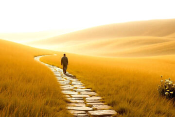 Paz y viaje en un paisaje sereno