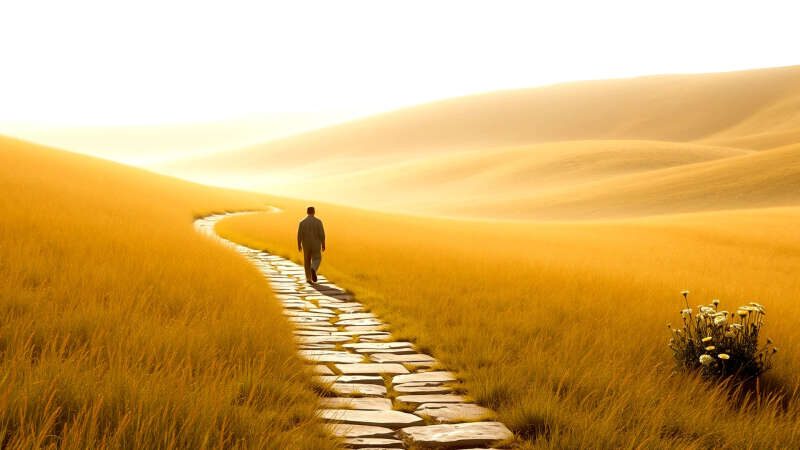 Paz y viaje en un paisaje sereno