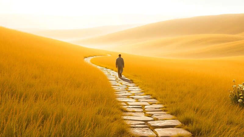 Paz y viaje en un paisaje sereno