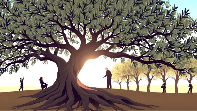 Un olivo floreciente simboliza comunidad y esperanza