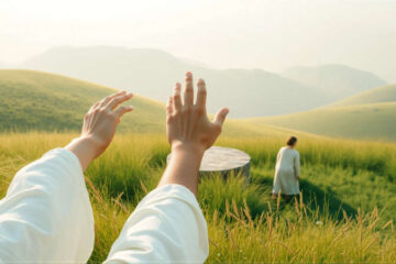Unidad serena en un paisaje luminoso