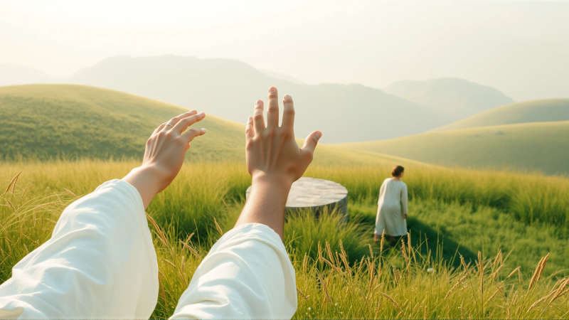 Unidad serena en un paisaje luminoso
