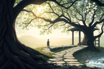 Paz atemporal en un jardín sereno