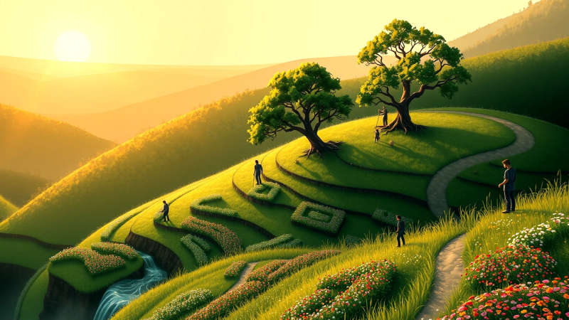 Armonía natural y tranquila prospera allí