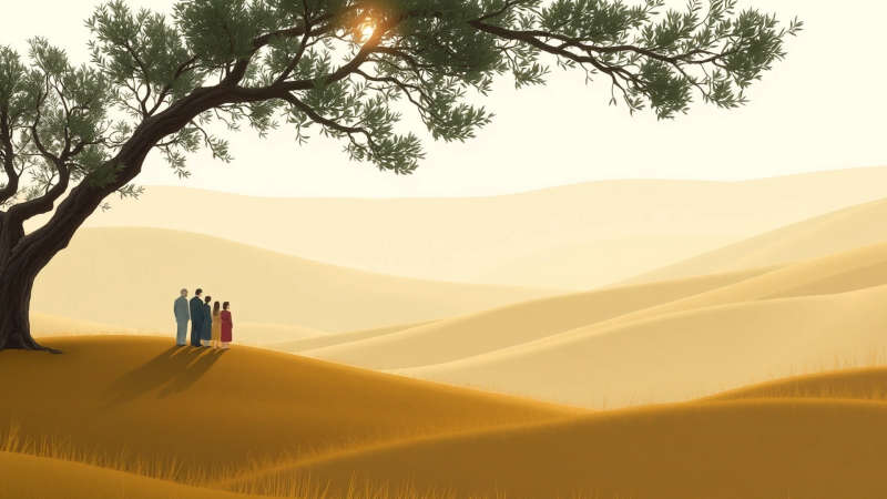 Paz serena bajo un olivo ancestral