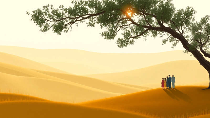 Paz serena bajo un olivo ancestral
