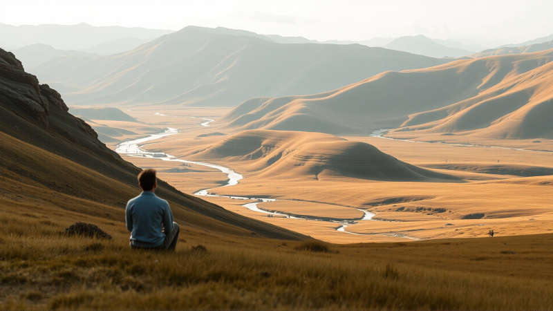 Paz contemplativa en un paisaje sereno