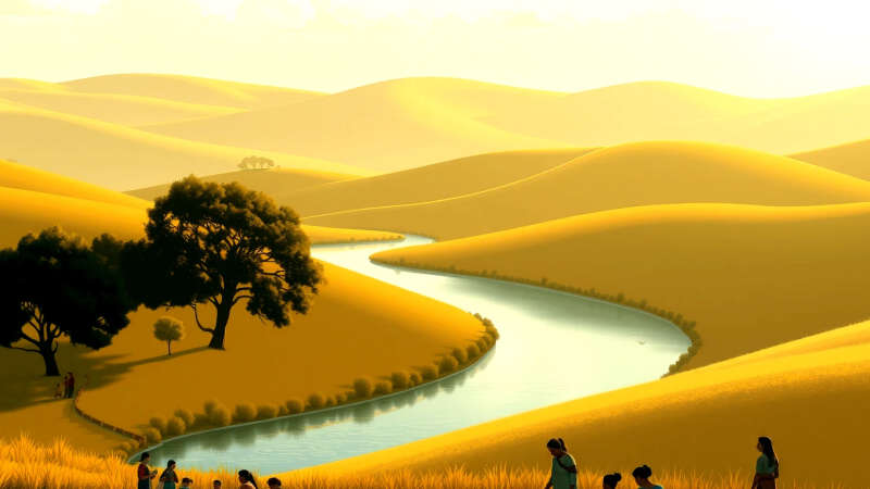 Paz y armonía en un paisaje vibrante