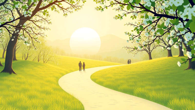 Un camino luminoso evoca serenidad y esperanza