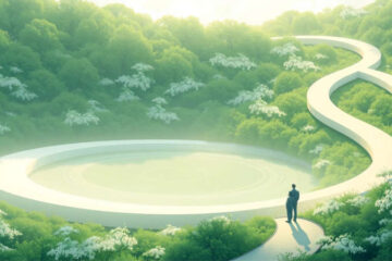 Serena ilustración transmite armonía y contemplación