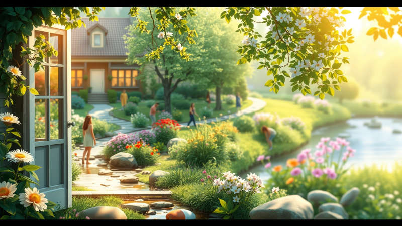 Un jardín floreciente evoca paz y armonía