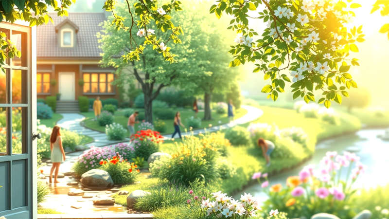 Un jardín floreciente evoca paz y armonía