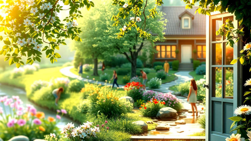 Un jardín floreciente evoca paz y armonía