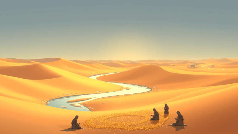Comunidad serena en un paisaje desértico