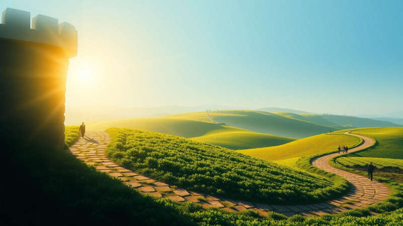 Paz serena en un paisaje interconectado