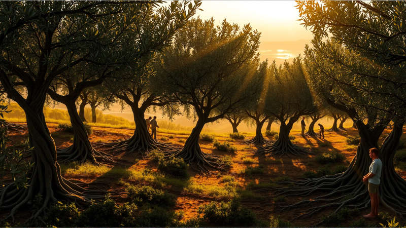 Paz ancestral en un olivar dorado