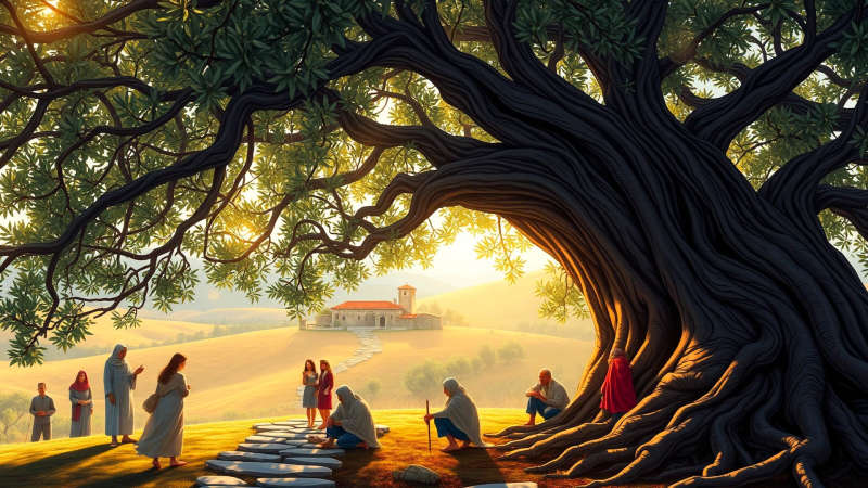 Un olivo ancestral evoca calma y legado