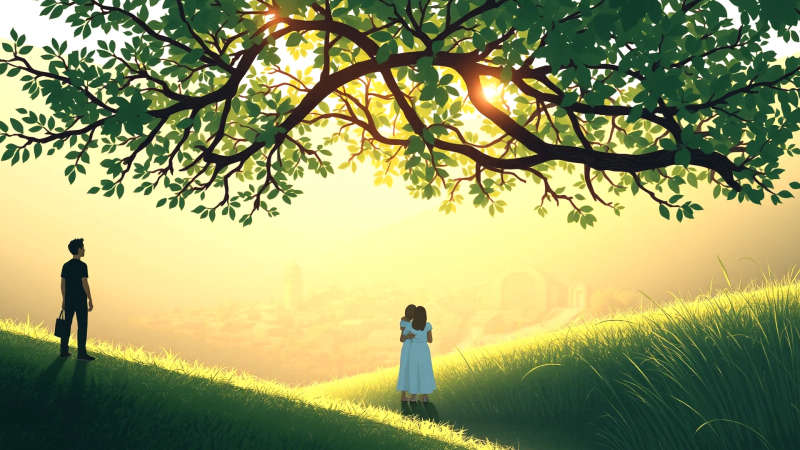 Paz y conexión en un paisaje sereno