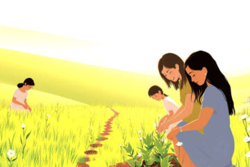 Comunidad cultivando esperanza con serenidad