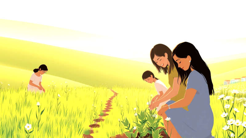 Comunidad cultivando esperanza con serenidad