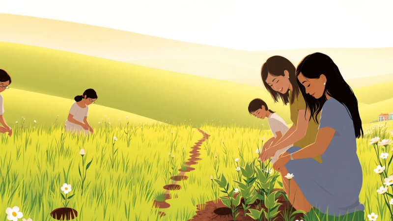 Comunidad cultivando esperanza con serenidad