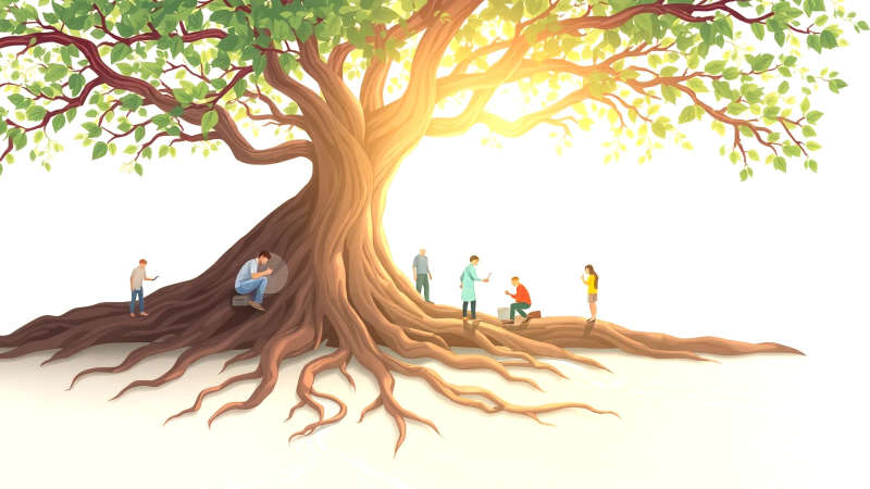 Un árbol vibrante simboliza crecimiento y armonía
