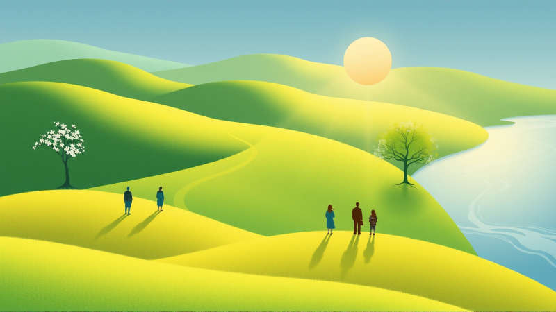 Paz serena en un paisaje equilibrado