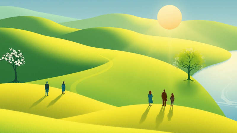 Paz serena en un paisaje equilibrado