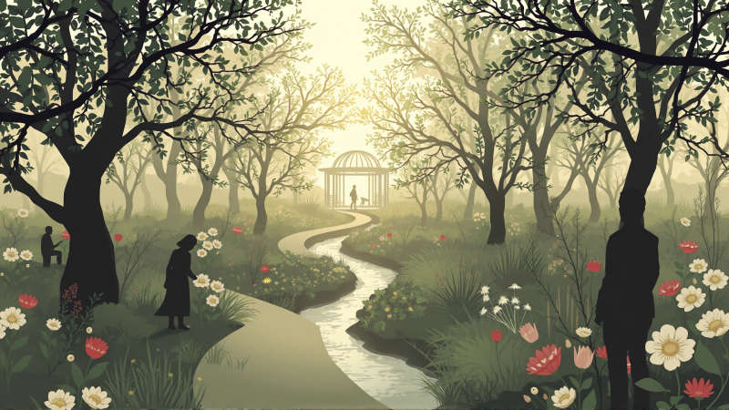 Jardín tranquilo evoca paz y armonía