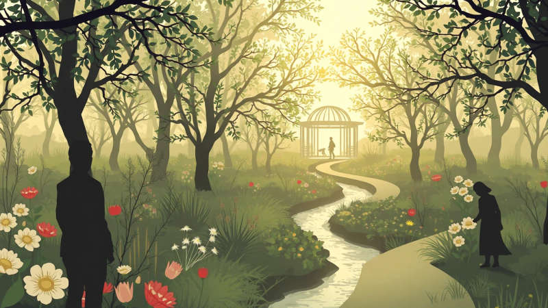 Jardín tranquilo evoca paz y armonía