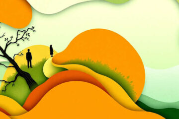 Serena naturaleza y figuras en armonía