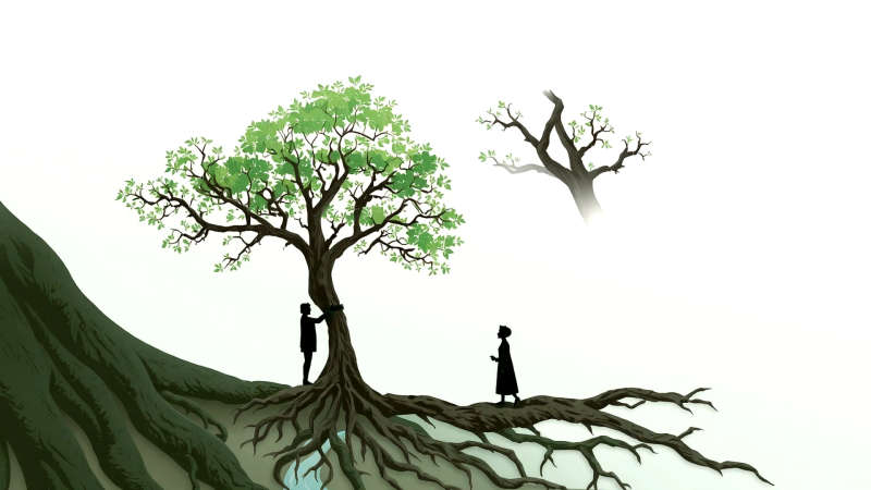 Árboles conectados evocan serenidad y crecimiento